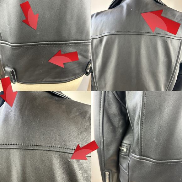 *Damaged Acne Studios Leather Biker Moto Mock Jacket Black Women’s Size 36 *Flaw - Picture 12 of 16